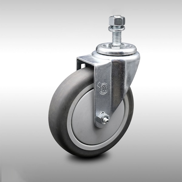 5 Inch SS Thermoplastic Rubber Wheel Swivel 1/2 Inch Threaded Stem Caster SCC